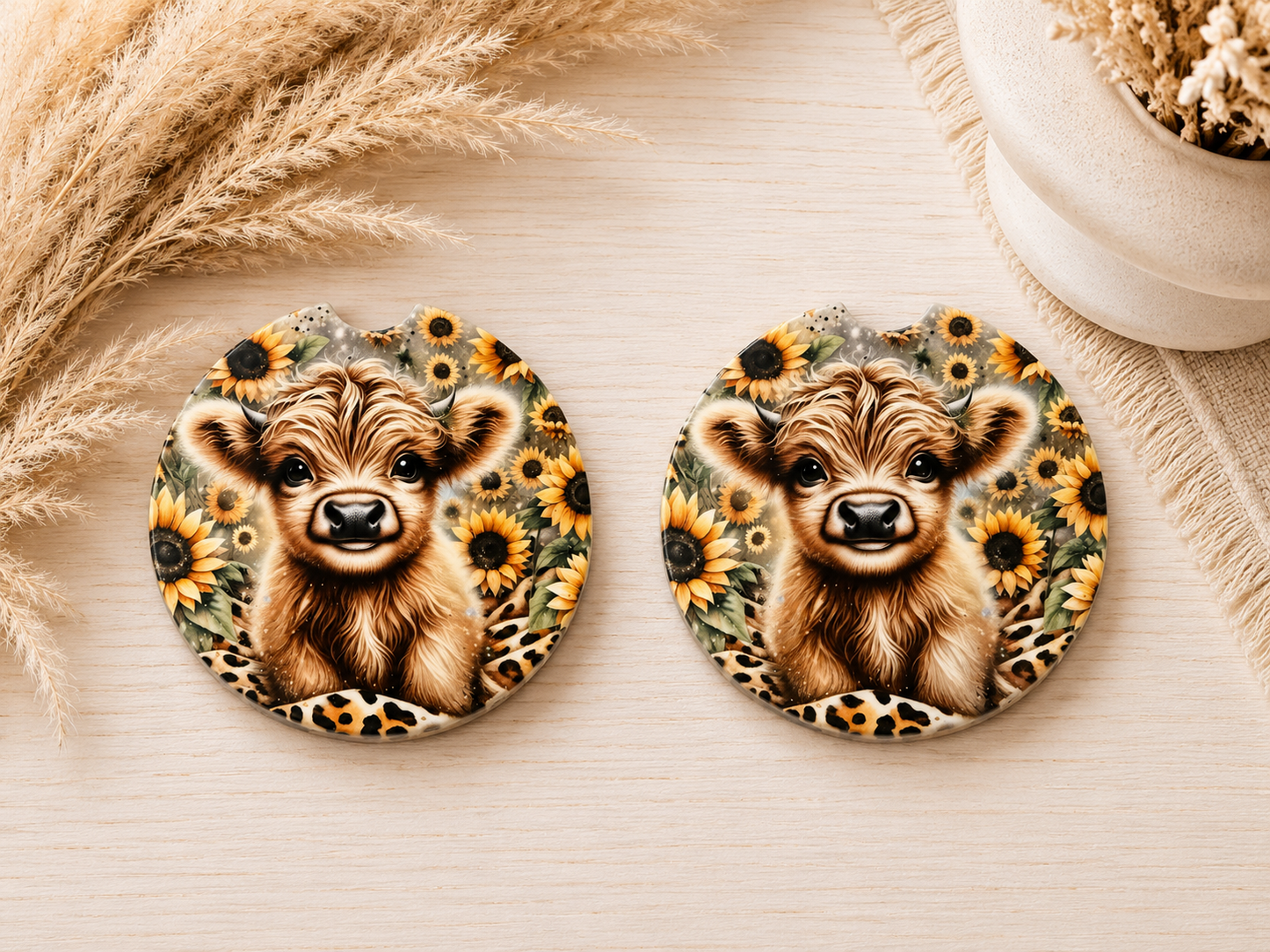 Highland Bloom Car Coasters