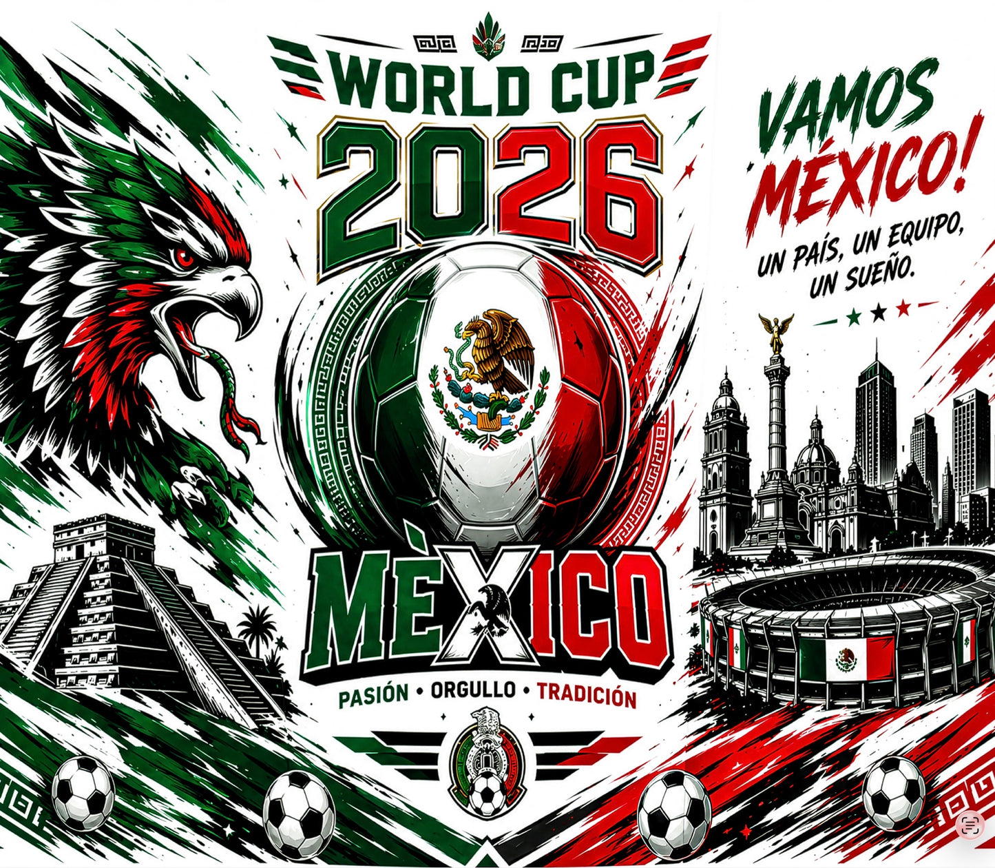 2026 Mexico World Cup Water Tumbler | 20 oz Insulated Stainless Steel Sports Travel Cup