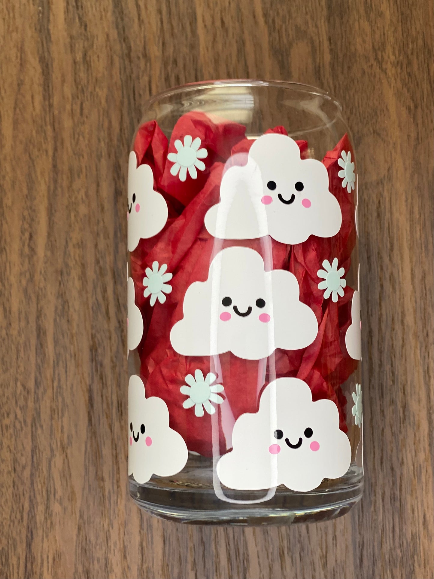 Happy Clouds Glass Cup