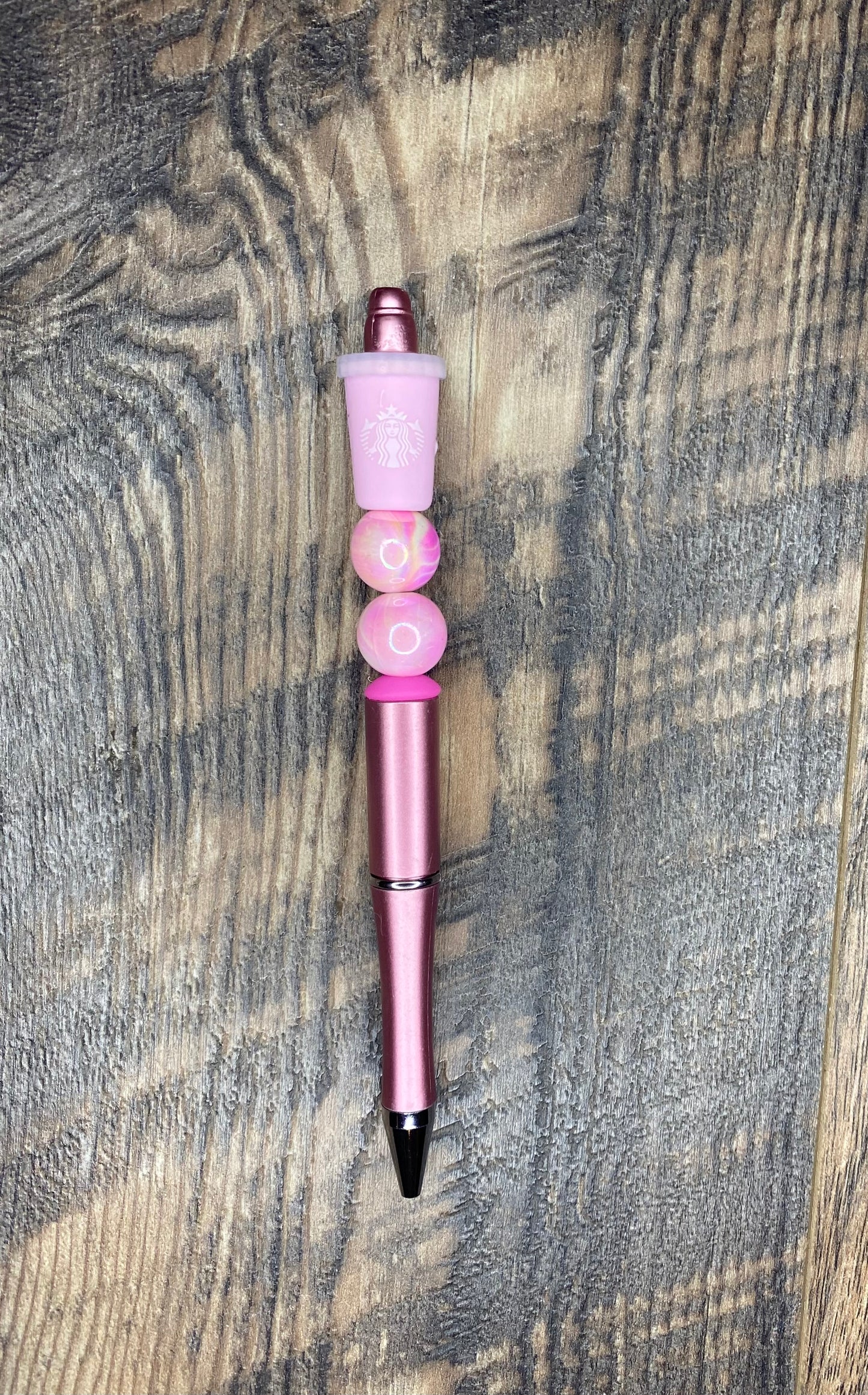 Pink Coffee Beaded Pen