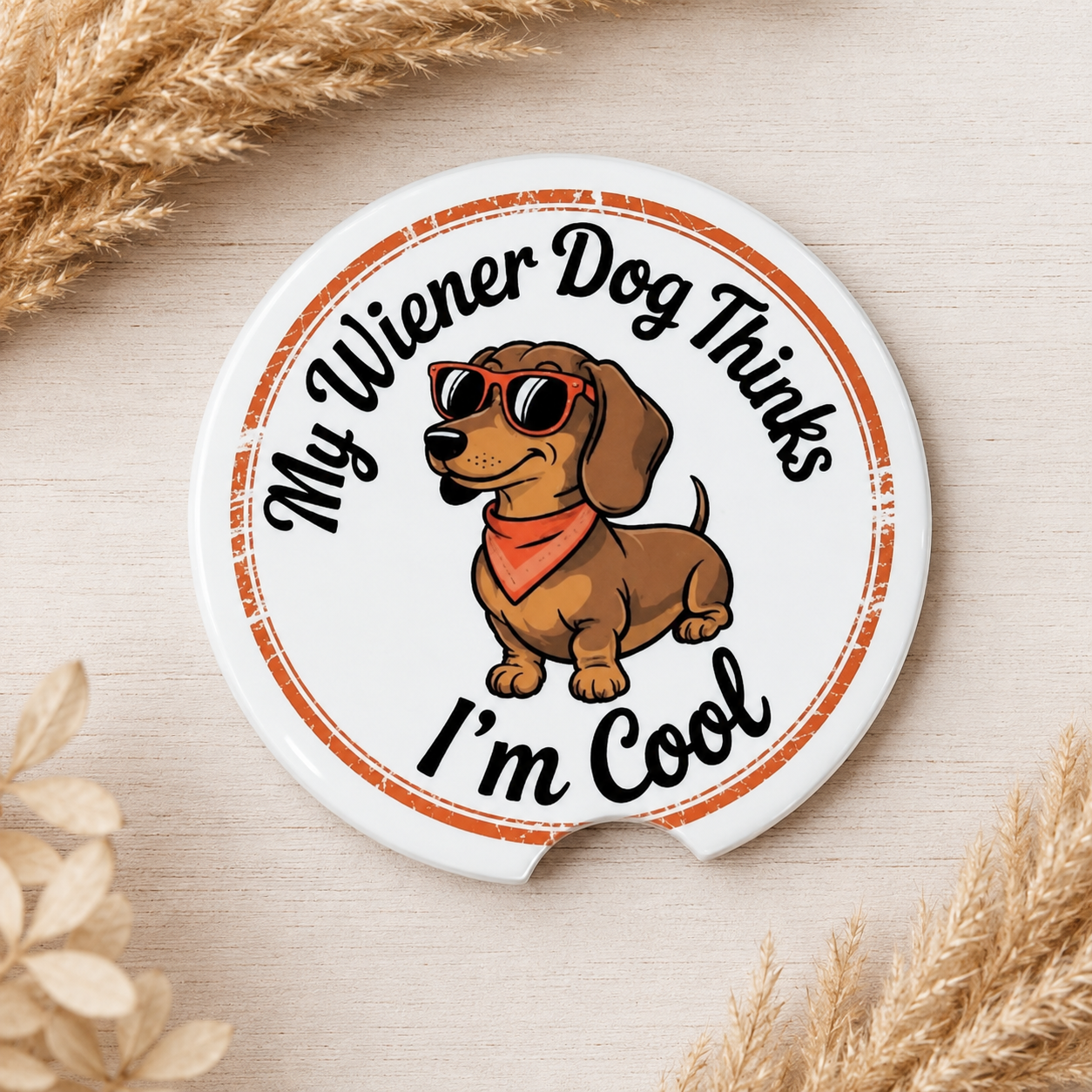 Dachshund Ceramic Car Coaster Set – Wiener Dog 2-Pack