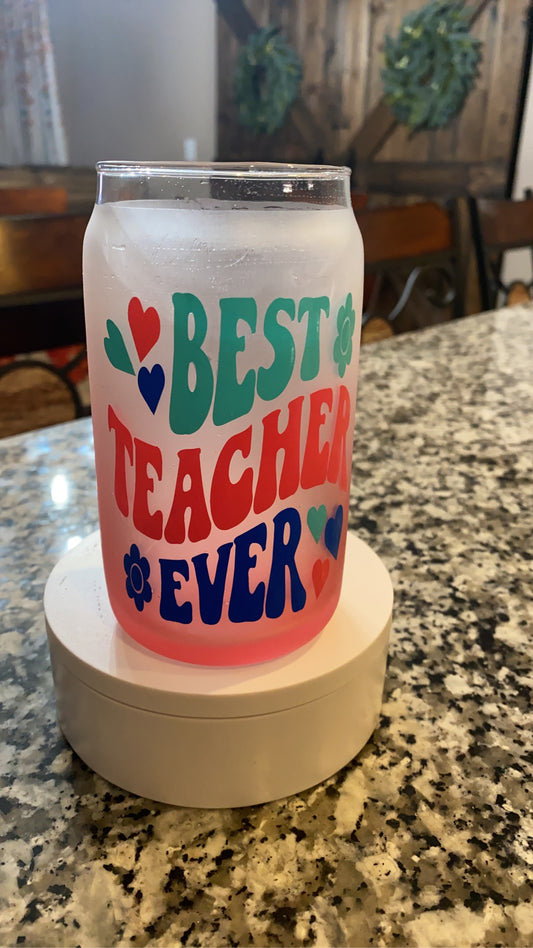 Best Teacher Ever Glass Cup