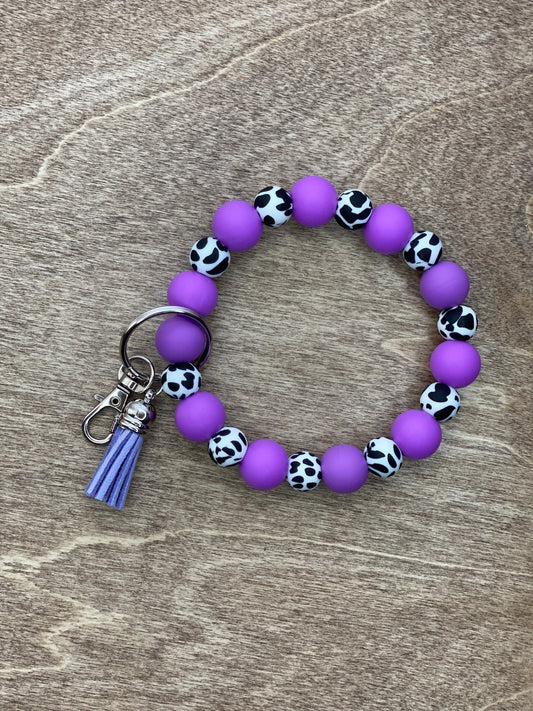 Purple Cow Keychain Wristlet