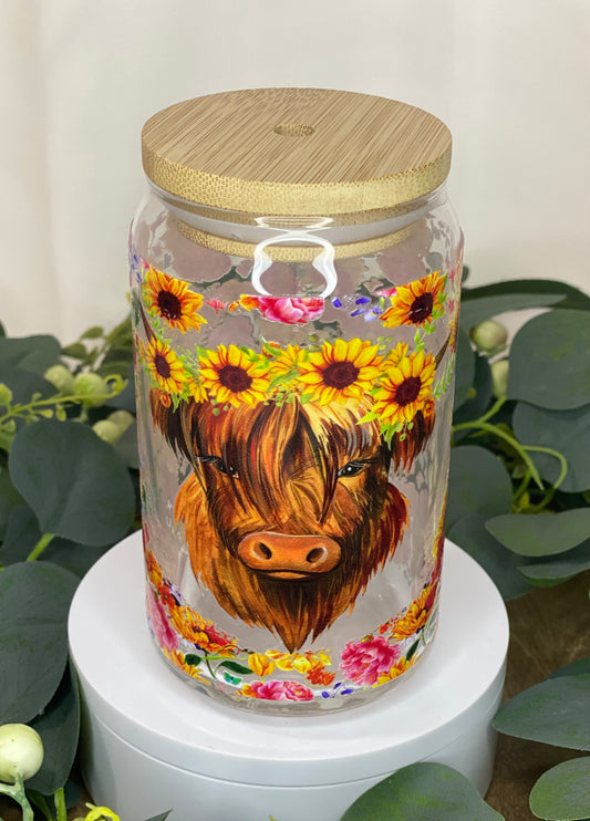 Highland Cow Glass Cup