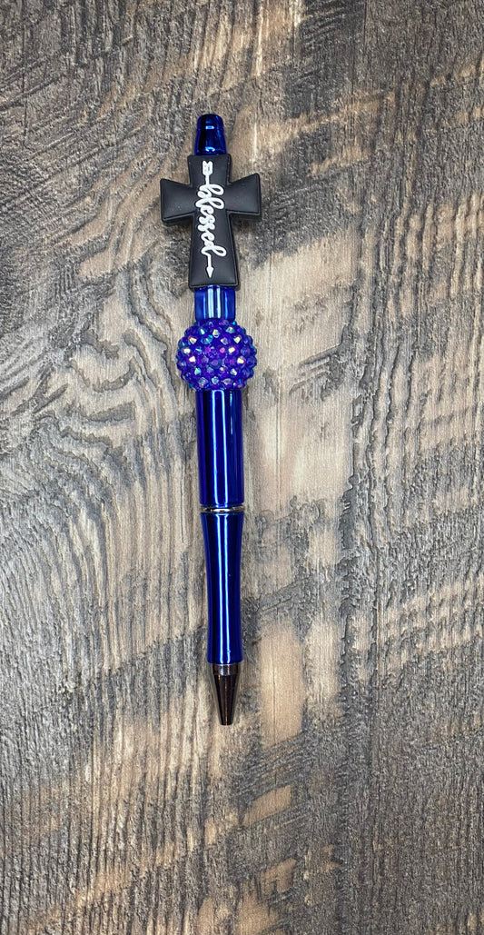 Blessed Blue Beaded Pen