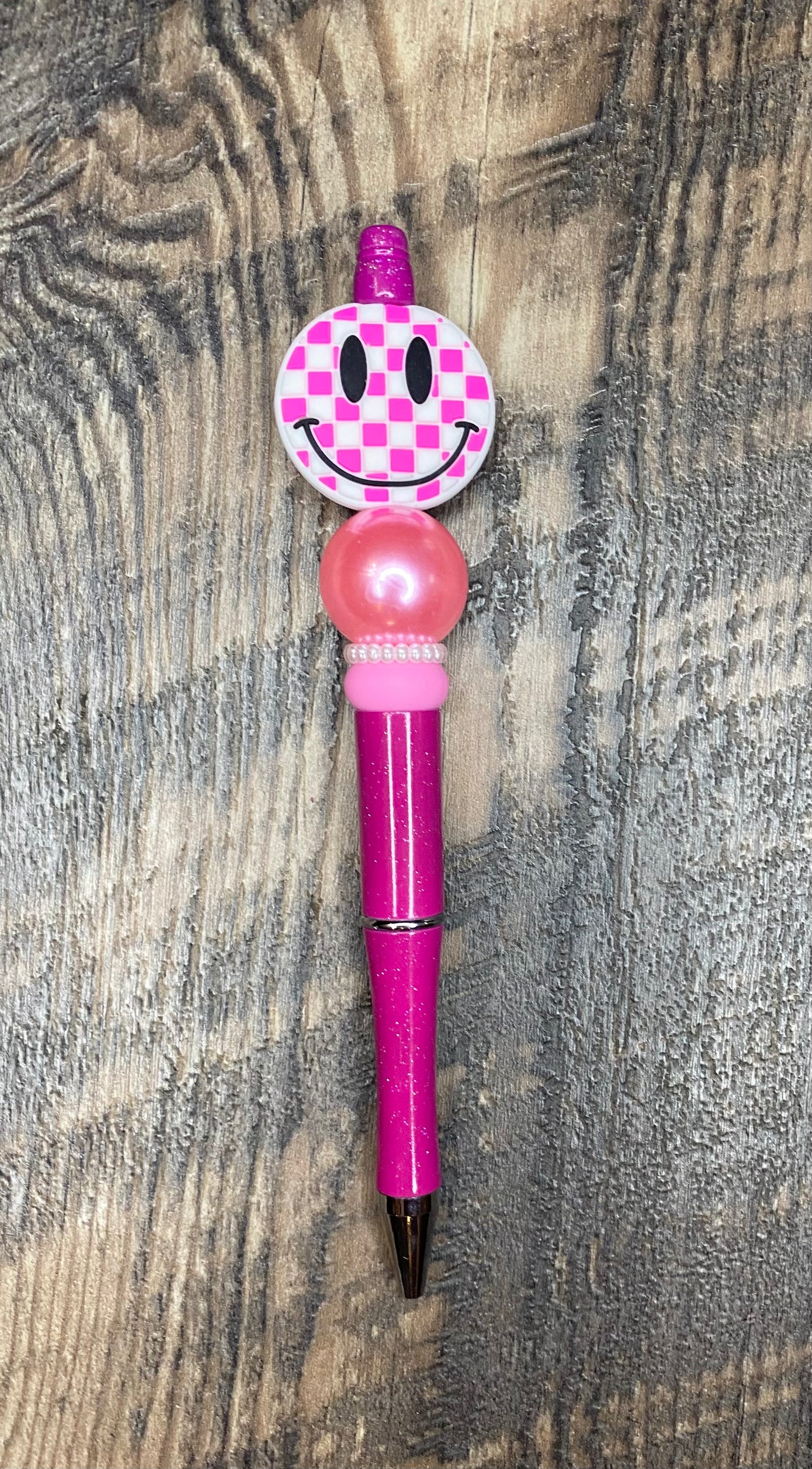 Happy Pink Beaded Pen