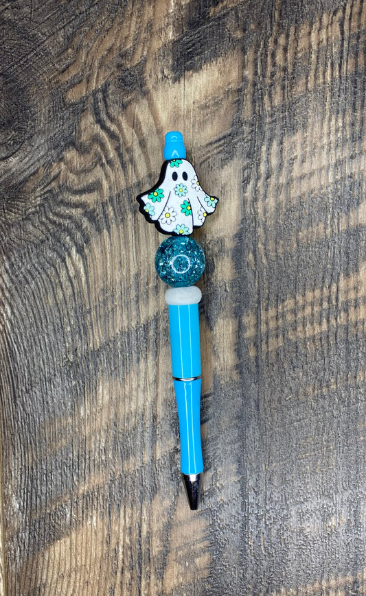 Ghostly Bloom Beaded Pen