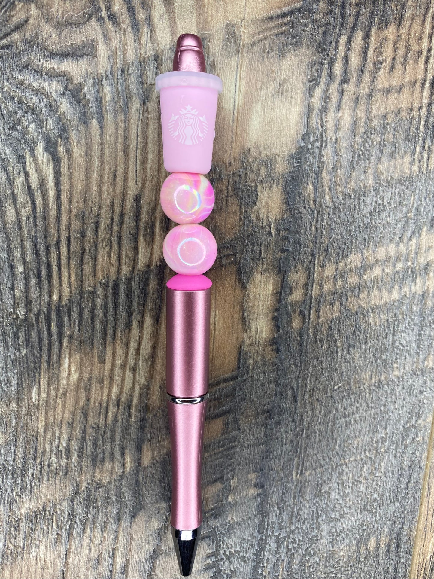 Pink Coffee Beaded Pen