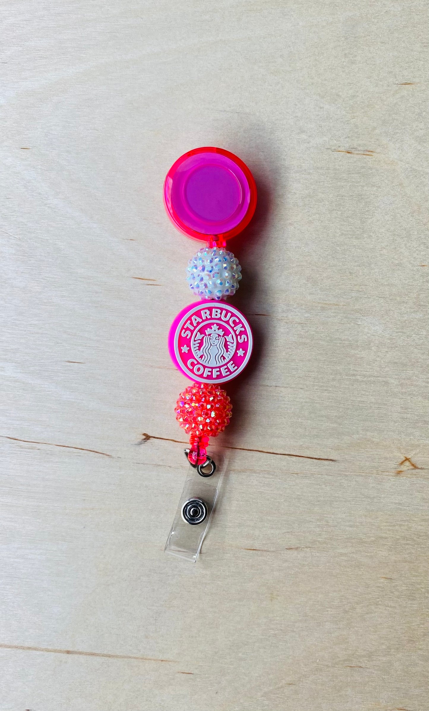 Pink Queen Beaded Badge Reel