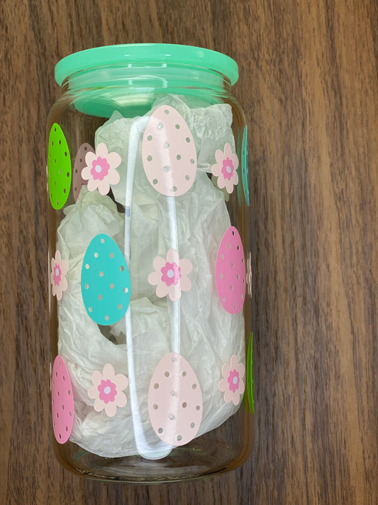 Easter Eggs Glass Cup