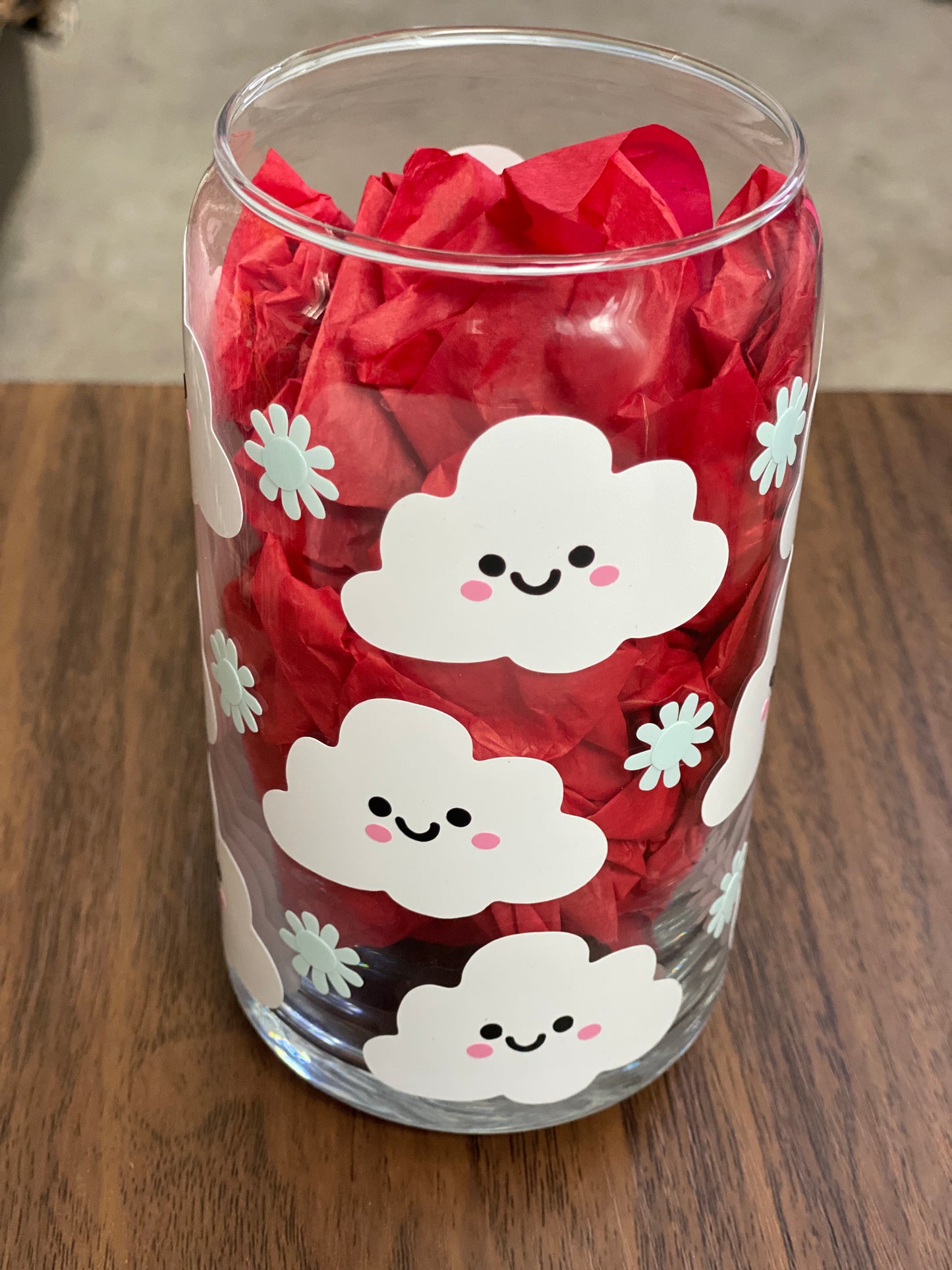 Happy Clouds Glass Cup