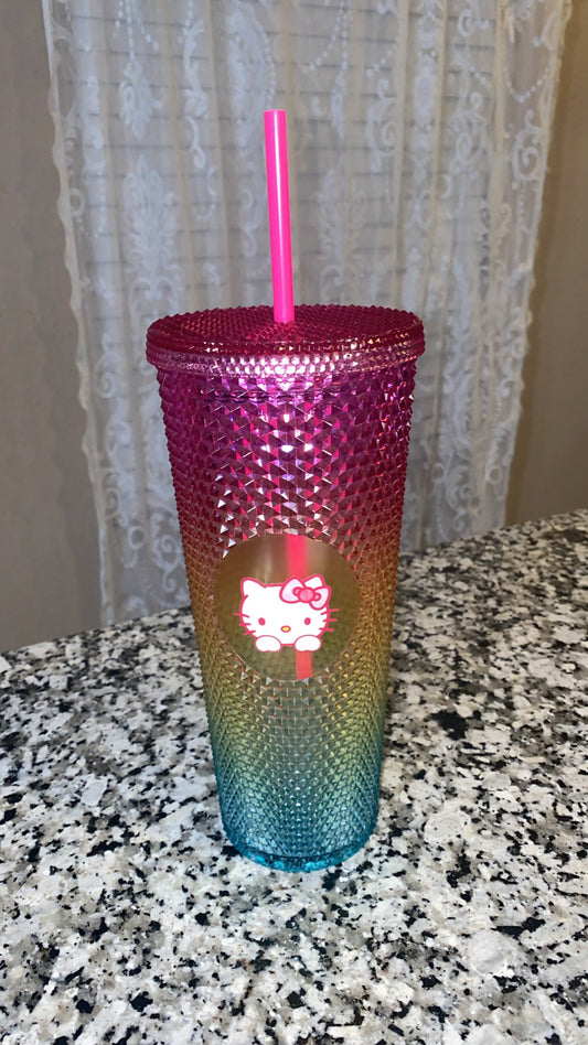 Pink Kitty Studded Tumbler