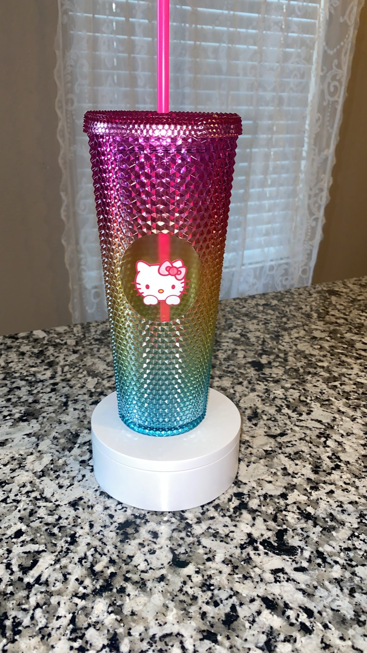 Pink Kitty Studded Tumbler