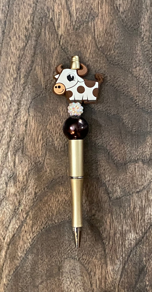 Spotted Cow Beaded Pen