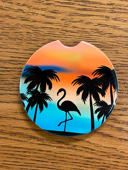 Flamingo Car Coaster Set