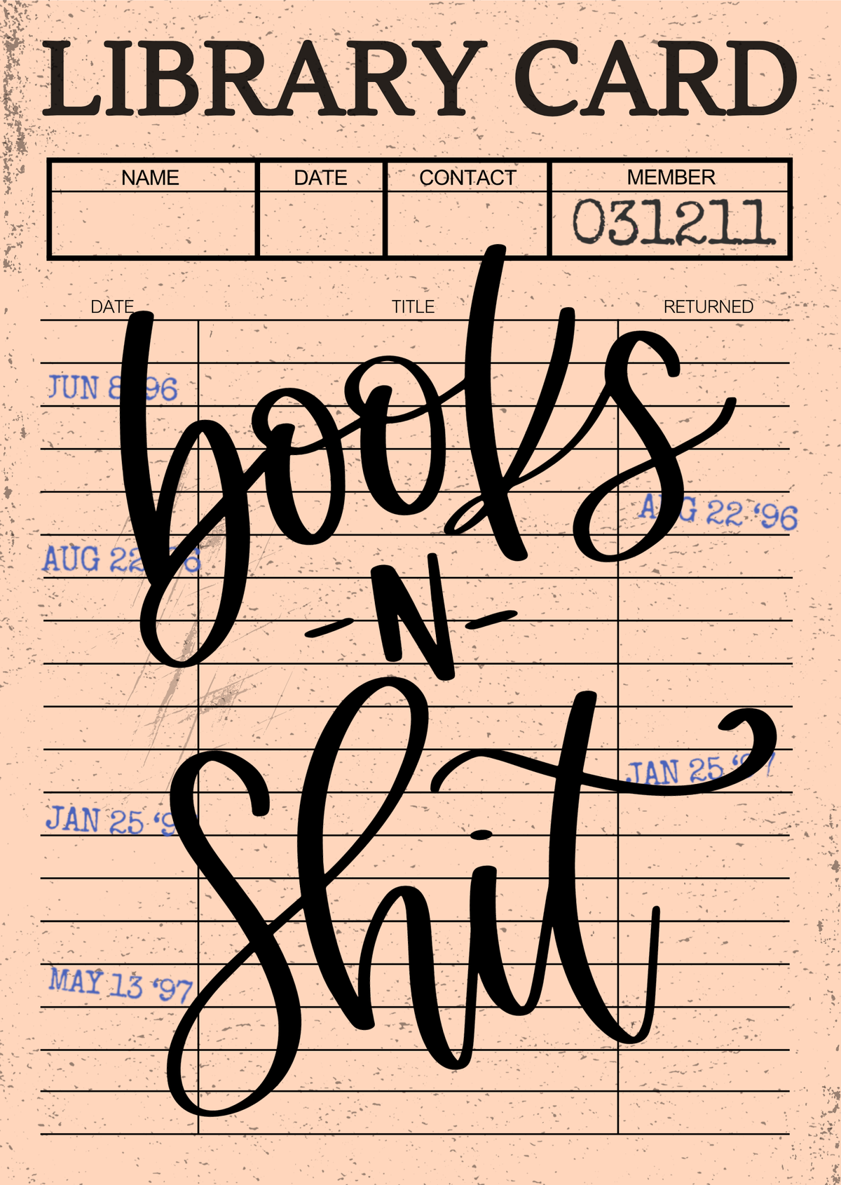 Books N Shit mini library card sticker for book lovers and readers