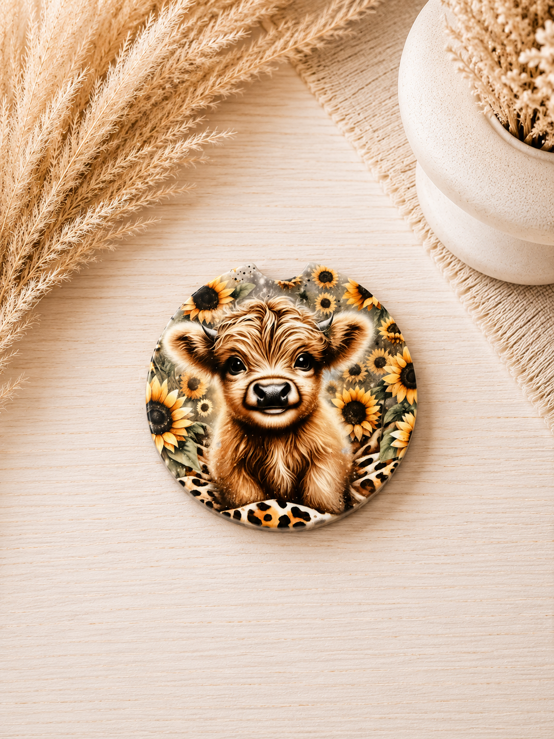 Highland Bloom Car Coasters