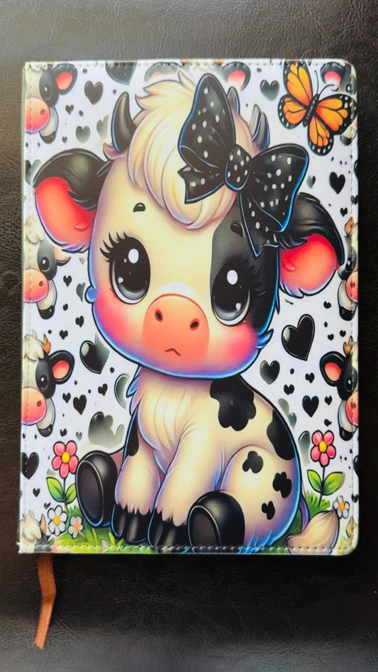 Cute baby cow reusable notebook with refillable journal insert.