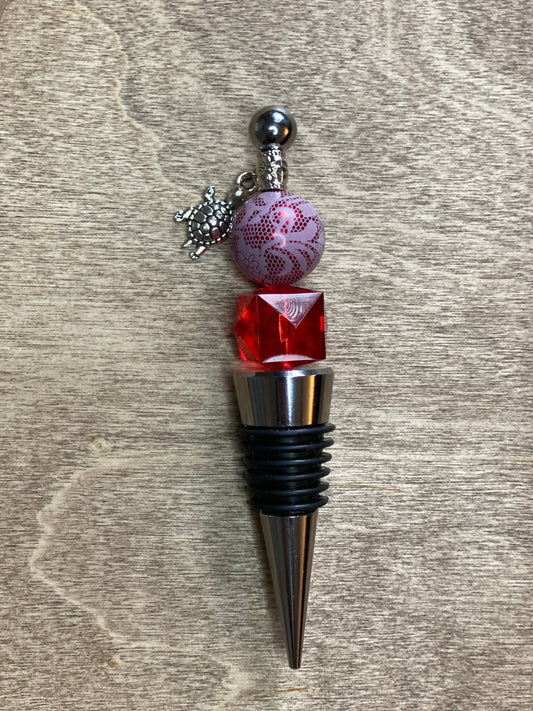 White Lace Beaded Wine Bottle Stopper