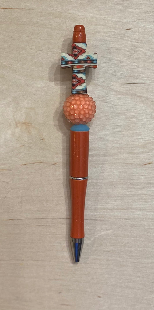 Aztec Orange Beaded Pen